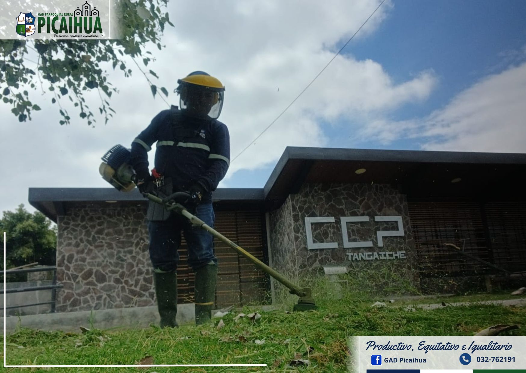 GADP PICAÍHUA REALIZA MANTENIMIENTO EN ÁREAS VERDES DE LA PARROQUIA